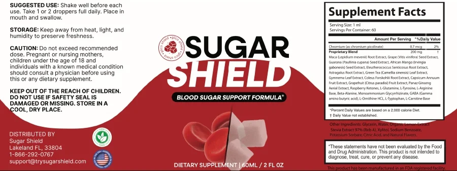 Sugar Shield Product Label